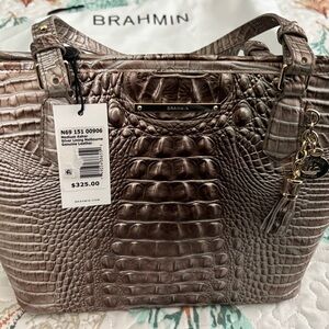 Brahmin Tan Crocodile Embossed Shoulder Bag